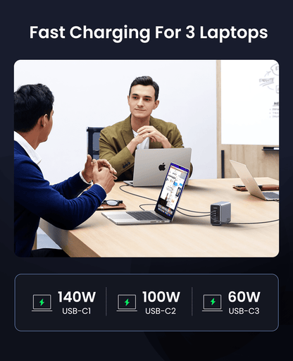 UGREEN Nexode 300W USB C GaN Charger-5 Ports Desk Silver