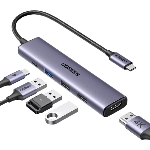 UGREEN 5-in-1 100W USB-C Hub 4K HDMI PD 5GPS - Grey