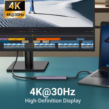 UGREEN 5-in-1 100W USB-C Hub 4K HDMI PD 5GPS - Grey