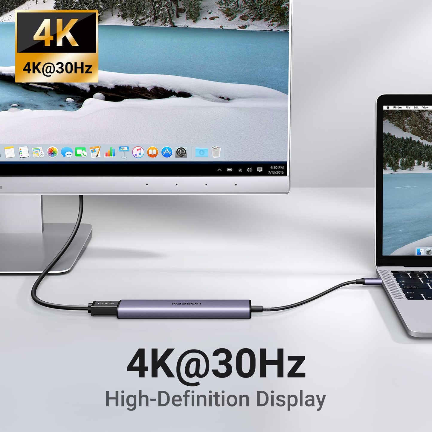 UGREEN 5-in-1 100W USB-C Hub 4K HDMI PD 5GPS - Grey