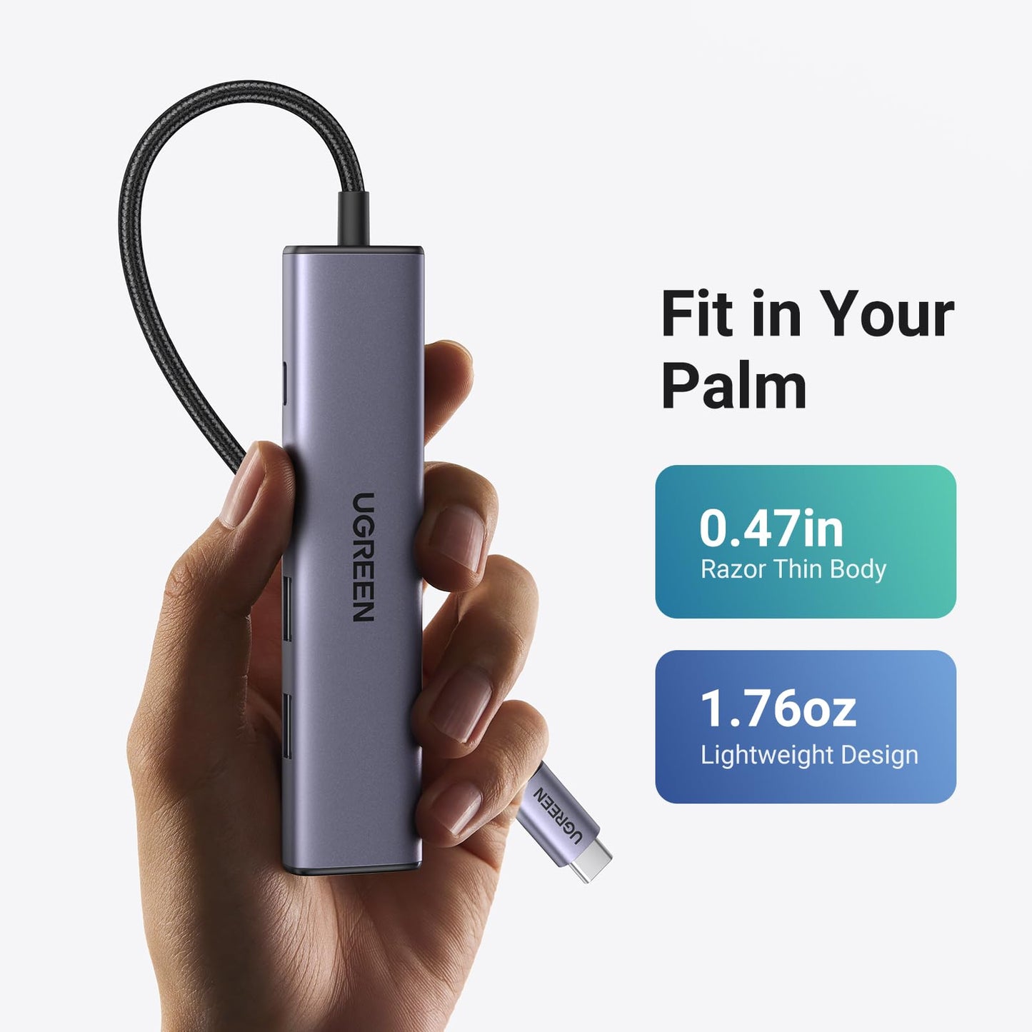 UGREEN 5-in-1 100W USB-C Hub 4K HDMI PD 5GPS - Grey