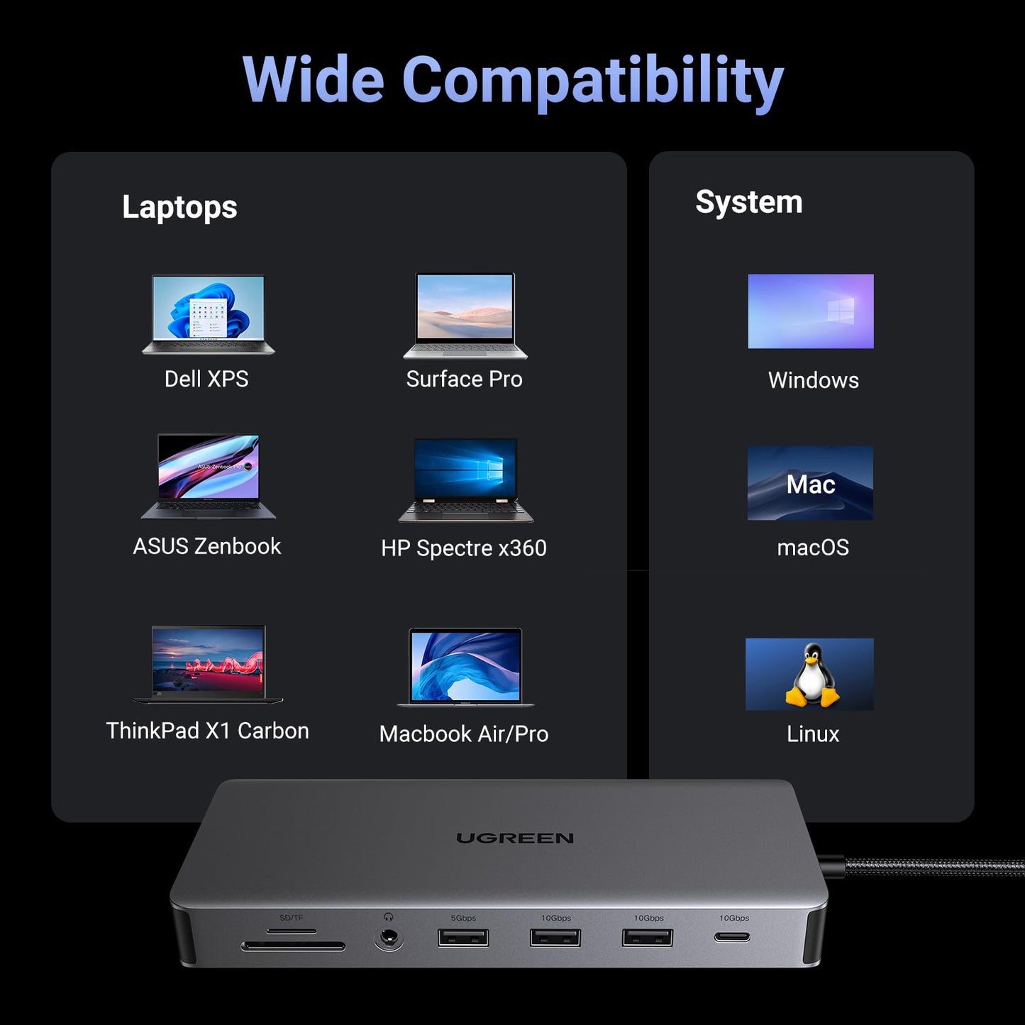 UGREEN Revodok Pro 313 13 in 1 USB C Docking Silver