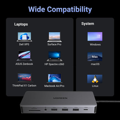 UGREEN Revodok Pro 313 13 in 1 USB C Docking Silver