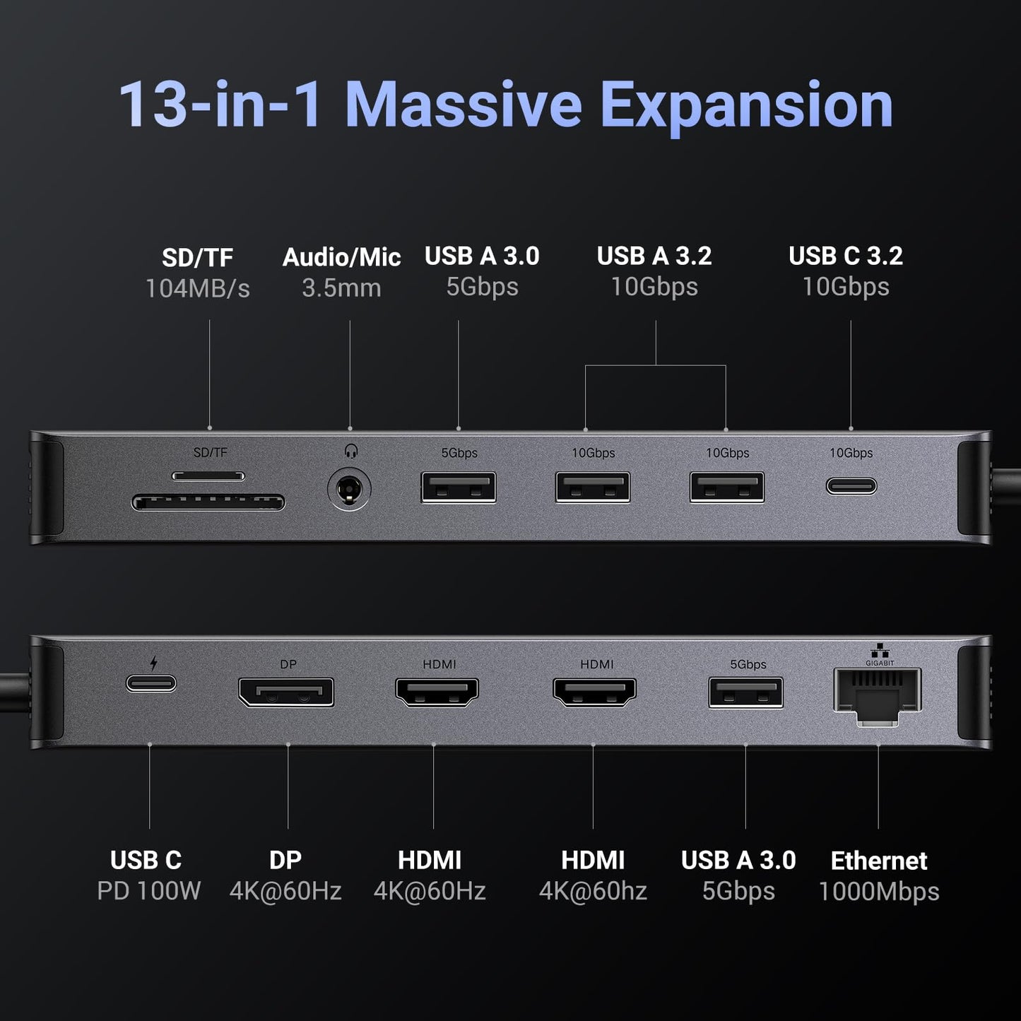 UGREEN Revodok Pro 313 13 in 1 USB C Docking Silver