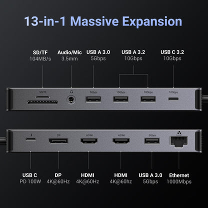 UGREEN Revodok Pro 313 13 in 1 USB C Docking Silver