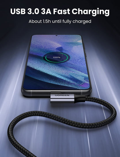 UGREEN USB-A Male to USB-C Mal90-Degree Cable 1m Black